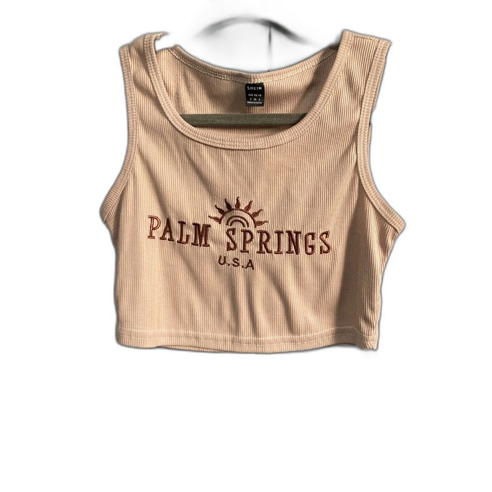 Shein Women's Light Brown Tank "Palm Springs USA" Size 4